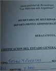 Certificación del estado general de la unidad